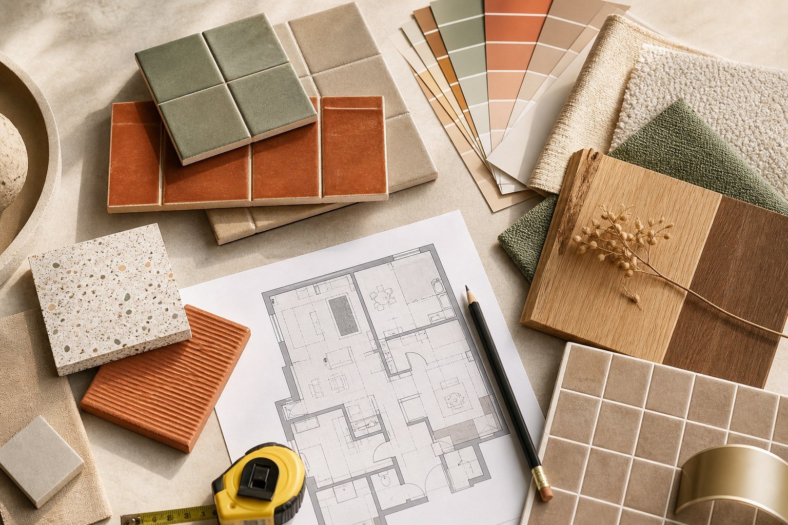 Selección de materiales, cerámica, madera y acabados